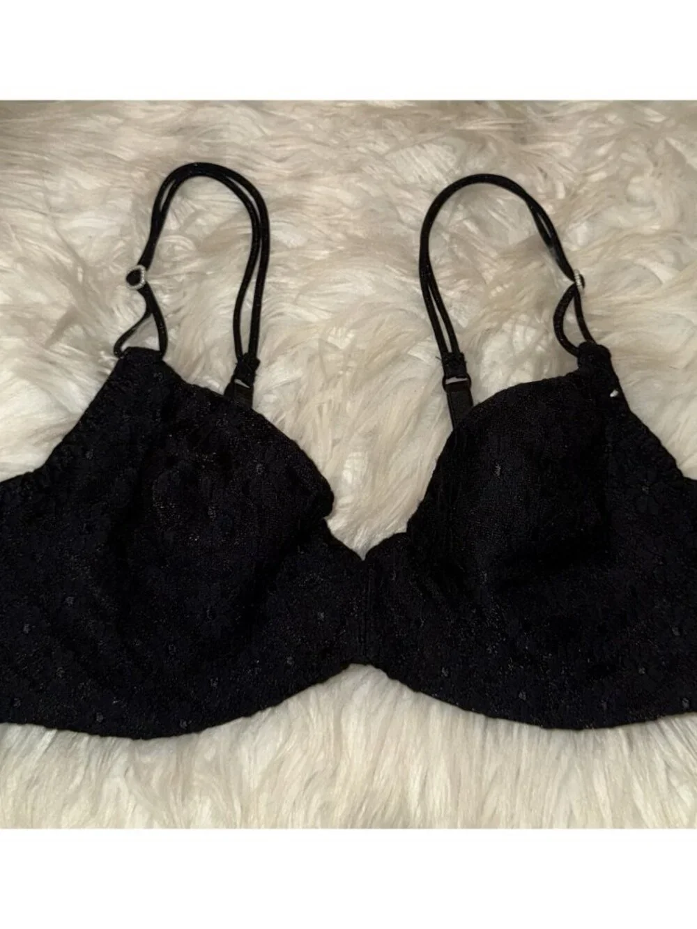Vintage Maidenform French Demi 9197 Soft Cup Underwire Floral Womens 34C Black